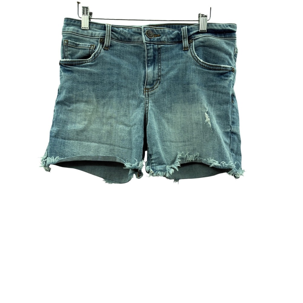KUT from the Kloth Kity Boyfriend Shorts Womens 8 Blue Distressed Frayed Hem‎